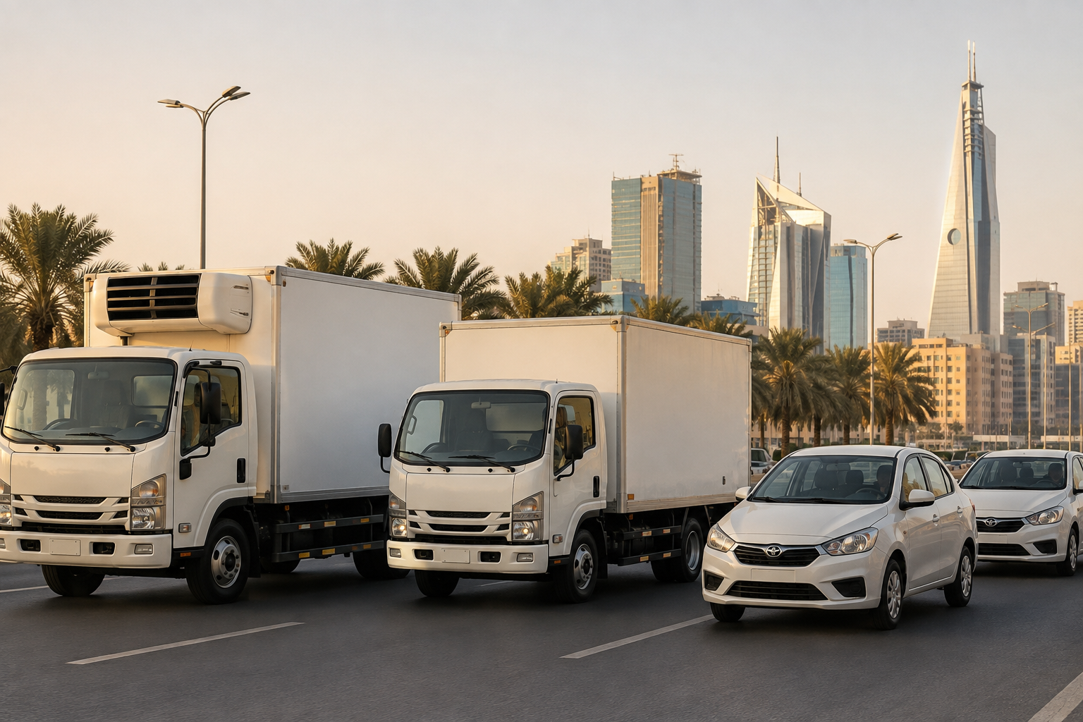 أسطول شاحنات وسيارات لخدمات الحلول اللوجستية